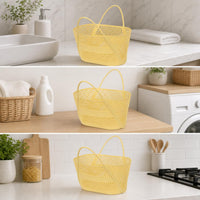 Thickened Plastic Draining Handheld Basket, Hollow Bathroom Bath Toiletry Storage Basket