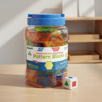 140 Pieces Portable Storage Jar Color Shape Sorting Toy Develops Fine Movement Skills Geometric Shape Blocks Rounded Edges Geometric Pattern Blocks Stimulates Creativity for Preschoolers, Kids 3+, Toddlers, Home School, Classroom, Daycare