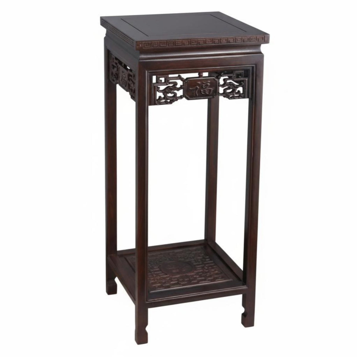 Chinese Design Ornate Pot Stand Floor-Standing Tall Plant Pedestal Minimalist Design Home Furnishing Stable Structure for Admirers of Traditional Furniture, Gardeners, Living Room, Entryway, Hallway, Balcony