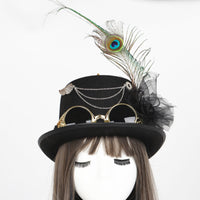 Lightweight Top Hat with Feather Vintage Steampunk Top Hat for Cosplayers, Cosplay, Halloween