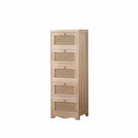 Retro Design Rattan Drawer Cabinet Easy Assembly Rattan Front Cabinet Installationno-Assembly Nightstand Multi-Purpose for Homeowners, Apartment Dwellers, Bedroom, Living Room, Entryway, Hallway