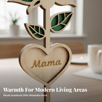 Mother's Rose Table Decor Family Appreciation Day Gift Wooden Rose Figurine 3D Layered Look House Decoration for Mom, Grandma, Mantlepiece