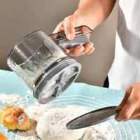Semi-Automatic Flour Sifter Versatile Handheld Flour Sifter Fine Mesh Powder Sifter Easy to Clean Kitchen Utensil With Lid
