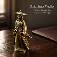 Miniature Brass Female Knight Figurine for Micro Landscape Bonsai Aquascape