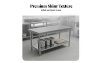 Easy to Clean Stainless Steel Work Table Rust-Resistant Commercial Kitchen Prep Table Adjustable Feet Commercial Kitchen Worktable Reinforced Back for Restaurant Employees, Home Cooks, Workshop Workers, Cafeteria, Warehouse, Garage, Laundry Room