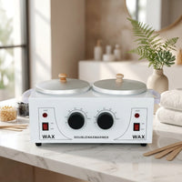 Dual Adjustable Temperature Depilatory Warmer Professional Double Pot Depilatory Warmer Variable Heating Electric