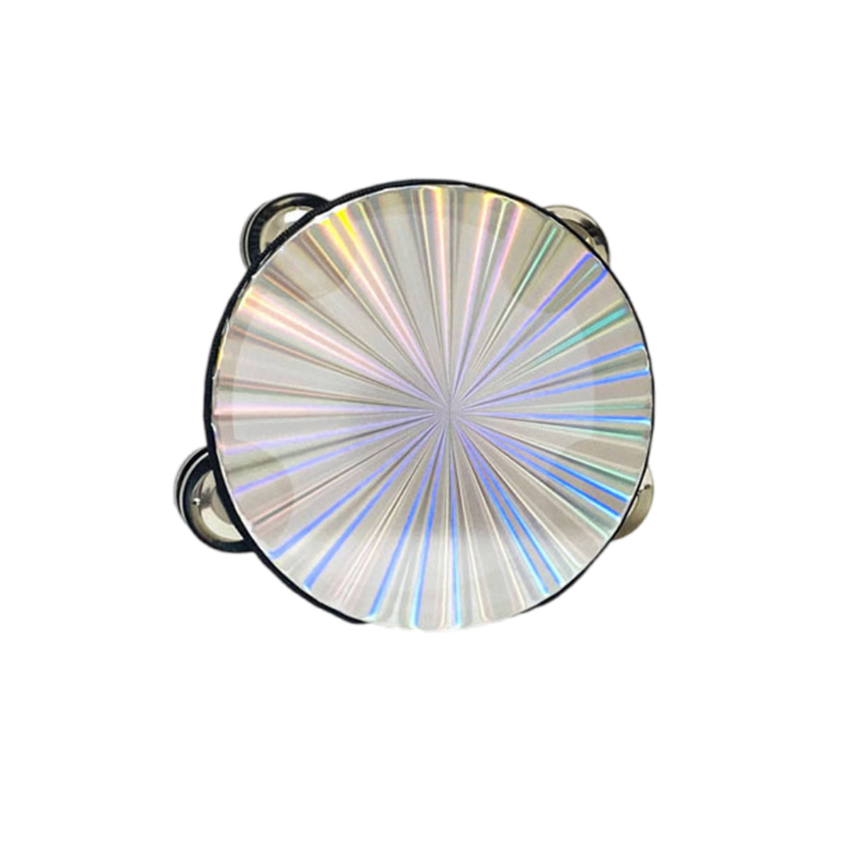 Holographic Tambourine Reflective Tambourine with Jingling Discs Laser Hand Drum Handheld for Dancers, Students, Kids, Stage, Dance, Classroom