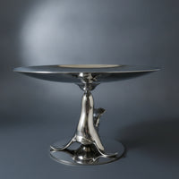 Fruit Tray with Pedestal Stainless Steel Pedestal Bowl Mirror Polished Serving Stand for Hosts, Dining Table, Kitchen Countertop