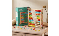 Safe and Sturdy 10-Row Abacus Sliding Beads Wooden Abacus Colorful Bead Counting Frame Printed Numbers