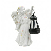 Garden Statue with Solar Lantern Weather-Resistant Angel Figurine with Lantern Solar Garden Figure with Light Outdoor