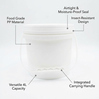 4L Food Storage Container with Lid, Airtight Food Storage Bucket, Kitchen Storage Boxes with Lids for Food, 4 Litre Food Storage Container