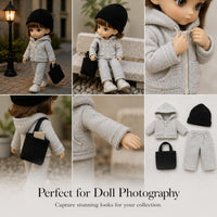 Doll Clothes Set for 24cm Mia Doll, Gray Sportswear Outfit with Accessories