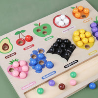 Developmental Fruit Classification Board Educational Bead Matching Toy Fine Motor Wooden Toy with Tongs Preschool for Preschoolers
