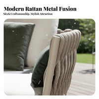 Braided Armchair Waterresistant Outdoor Furniture Weather-Withstandant Outdoor Seating Set for Homeowners, Lodging Industry Specialists Professionals