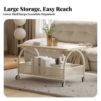 safety glass surface 2-Tier Rolling Table Space-Saving dual-level Rolling trolley Table With Storage Shelf Living Room Furniture Minimalist Design for Small Apartment Dwellers, homeowners, Office Workers, Bedroom, Balcony