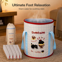 Foldable Foot Bath Tub with Lid, Portable Insulated Foot Soaking Basin for Home and Travel, Deep Design Over Calf