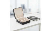 Zippered 3-Slot Glasses Box Leather Glasses Storage Box Compact Sunglasses Storage Case Structured for Travelers