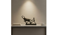 Plowing Ox Figurine Cast Iron Abstract Ox Statue Farmer Animal Sculpture for Hotel