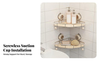 Easy Installation Suction Cup Corner Shelf Waterproof Wall Mounted Triangle Rack Drainage Design for Homeowners, Students, Restroom, Kitchen