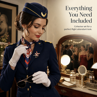 Halloween Pilot Captain Flight Attendant Cosplay Costume Set