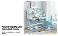 Kids Desk and Chair Set Design Adjustable Homework Desk Sturdy Children's Writing Table with Storage for Students, Bedroom, Home