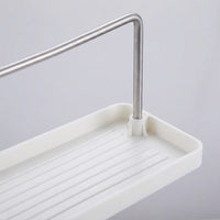 Bathroom Sink and Faucet Organizer with Stainless Steel Shelf, No Drill Wall Mounted Holder for Students