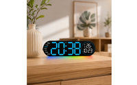 LED Clock with Ambient Light Large Display Digital Wall Clock Bright for Bedroom