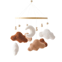 Baby Mobile with Wooden Hoop Teddy-Fleece Soft Mobile with Clouds Soft Hanging for Newborns, Crib, Nursery