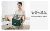 Portable Cosmetic Case with Lid Large Capacity Multi-Compartment cosmetic Box