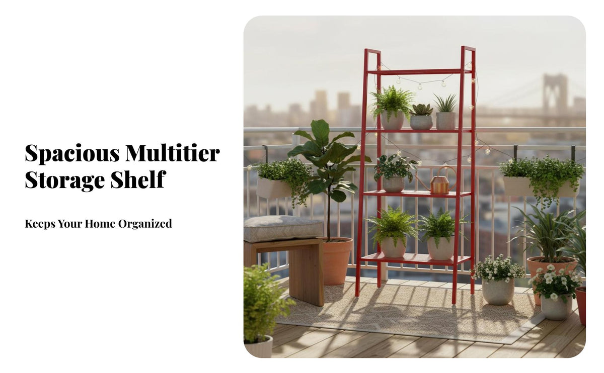 Minimalist Design 4-Tier Ladder Shelf Freestanding 4-Tier Ladder Bookshelf Multifunctional Plant Stand Multi-Purpose for Decor Enthusiasts, Apartment Dwellers, Balcony, Living Room, Bedroom, Bathroom