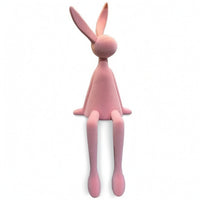 Shelf Sitter with Dangling Legs Flocked Bunny Figurine Small for Living Room