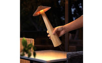 Rechargeable Table Lamp Conical Shade Cordless Table Lamp Solid Wood Press Control