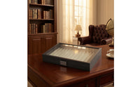 Ebony-Grain Pen Display Box with Clear Lid Multi-Slot Pen Display Box Non-Slip Elegant for Collectors, Desk Organization, Office, Showcase Shelf