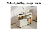 Modern Design Rolling Sofa Mobile Organizer with Drawers 360° Rotating Wheels C-Shaped Rolling Table Space-Saving Nightstand Sturdy Construction for Homeowners, Families, Apartment Dwellers, Bedroom, Small Areas, Home Office