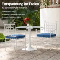 Metal garden furniture set, 2-piece balcony furniture dining group for outdoor, waterproof & weather-resistant, 50cm seat width