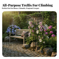 Mobile Planter with Trellis Decorative Scrollwork Rolling Planter with Climbing Frame Versatile Design Upright Garden for Plant Lovers, Patio