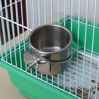 Bird Feeder Cup, Stainless Steel Single Bowl with Rolled Edge, Hanging Feeding Dish for Parrot Budgie Cockatiel, Steel Bowl Case