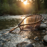Bamboo Landing Net Deep Bag Handheld Fishing Net Fine Mesh Sturdy for Anglers