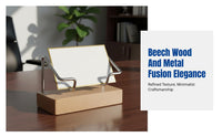 Beech Wood Business Card Holder, Metal Stand, Office Desktop Organizer, Modern Minimalist Card Display, Multiple Colors