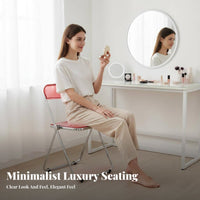Foldable Clear Folding Chair Transparent Design Lightweight Vanity Seat Space-Saving Portable Furniture adaptable for Homeowners, Students, Small areas, Bedroom, Dining Room, Events