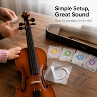 VM Violin Strings Set for 4/4 and 1/4 Size Violins, Includes E String, German-Made