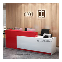 Modern Reception Desk Sturdy Construction L-Shaped Front Desk Heavy Duty Cashier Wrap Counter for Business Owners, Office Managers, Spa, Hotel, Lobby