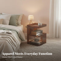 With Storage Shelf C-Shaped Side Table Multi-Functional C-Shaped Magazine Table Multifunctional Nightstand Modern Design for Apartment Dwellers, Students, Homeowners, Living Room, Bedroom, Small Spaces, Reception Area