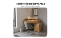 Corner Vanity with Drawers Minimalist Design Corner Vanity with Lighted Mirror Space-Saving Large Storage Capacity