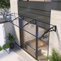 Awning, Rain Shelter, Retrofit, For Entrance Doors & Windows, Transparent Plastic Door Awning, Black Frame