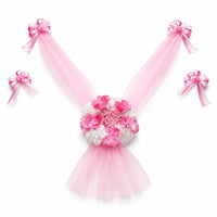 Transparent Tulle Wedding Car Decoration Kit V-Shaped Drape Wedding Car Decoration Set Butterfly-Style Flowers Flower Hood Garland Kit Windshield Strip