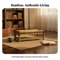 3 Pieces Bamboo Low Seating Table and Chairs New Chinese Appearance & Form Tea Ceremony Furniture Adaptable Use Easy to Clean