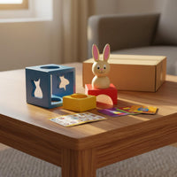 Focus Training Rabbit Shape Block Brain Teaser Early Learning Enchanting Box Shape Sorter Parent Child Play Children's Reasoning Brain Teaser Box Hand-Eye Coordination for Children, Toddlers, Home, Playroom, Preschool
