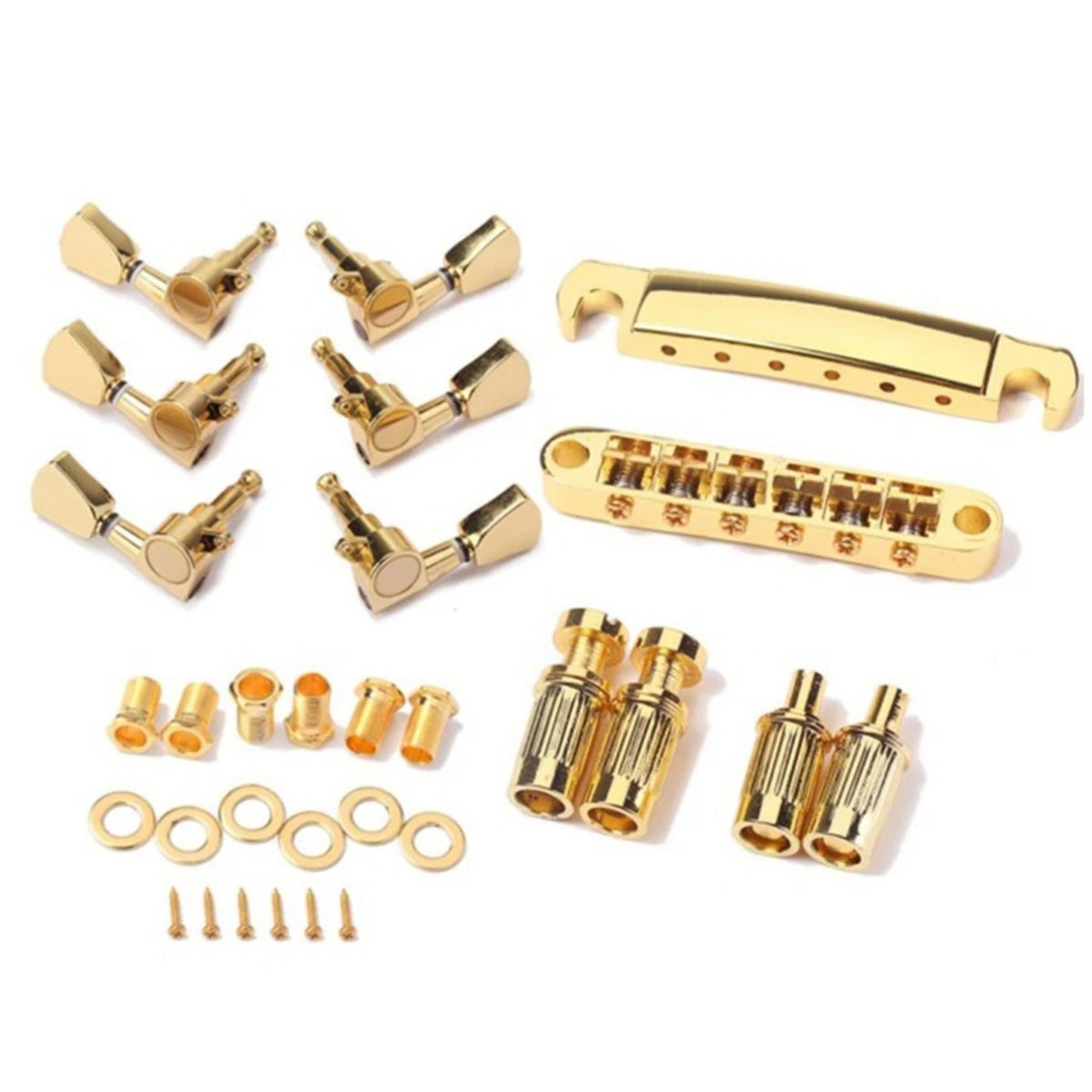 Guitar Hardware Kit Gold-Plated Guitar Bridge and Tuners Bridge Screws Replacement Tuner Screws Upgrade for Guitarists