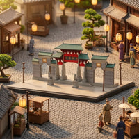 Miniature Temple Entrance 1:64 Scale Temple Model Detailed Scenic Model with Base for Collectors